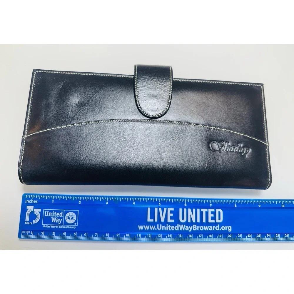 NEW Black Vintage Genuine Leather Wallet/organiser  Size-9x4x0.5 in